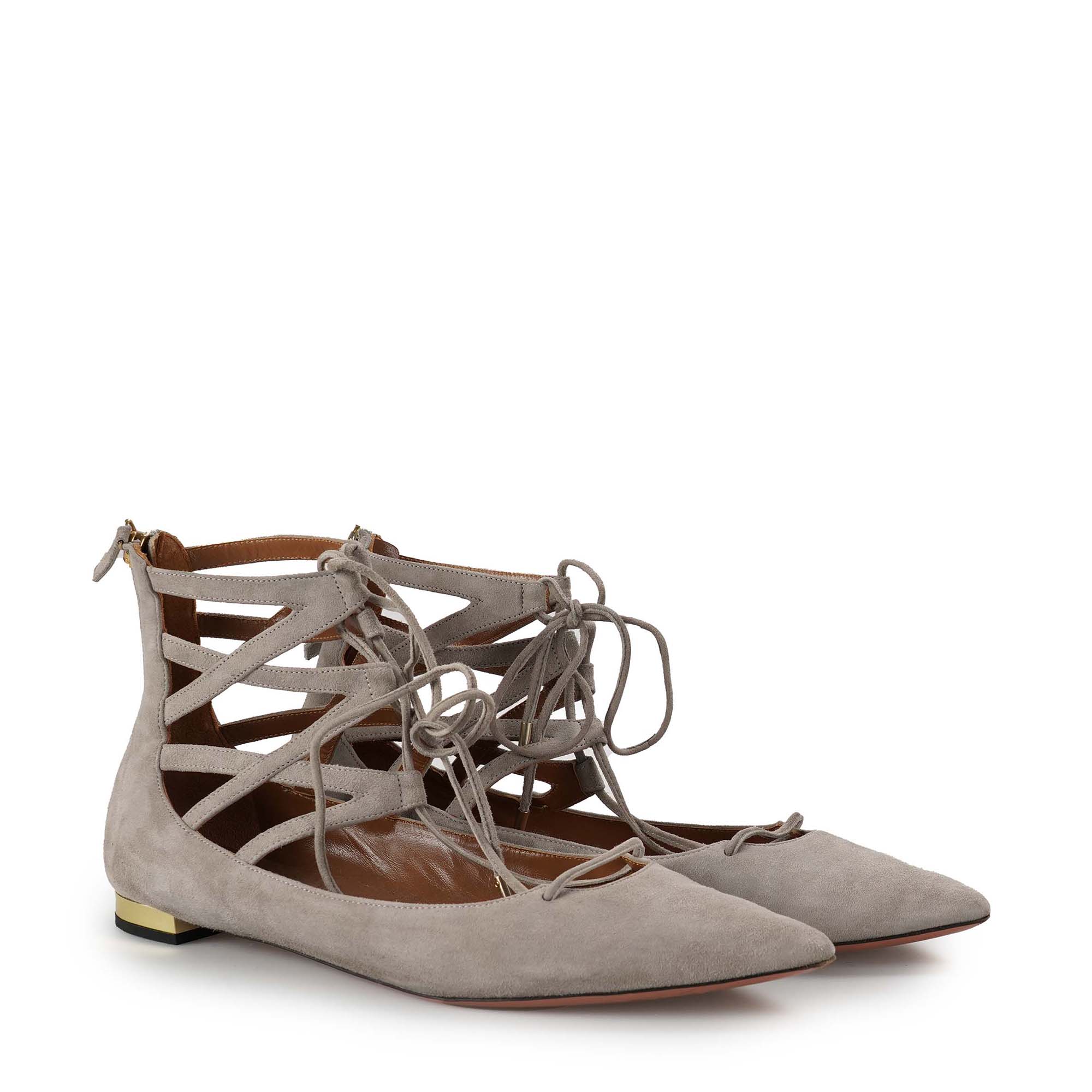 Aquazzura - Grey Suede Belgravia Flats 